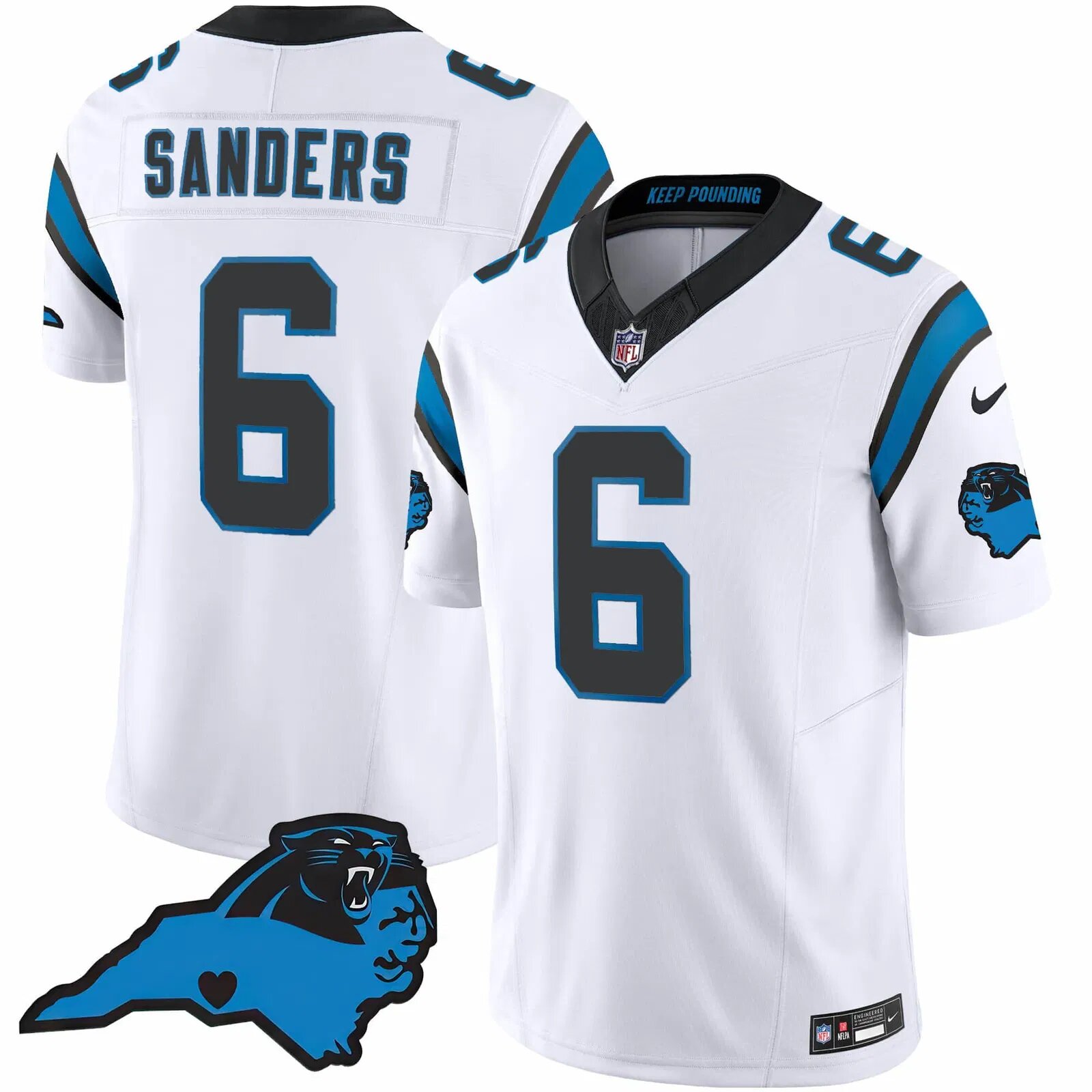 Men Carolina Panthers #6 Sanders White 2024 Nike Vapor Limited NFL Jersey->customized nfl jersey->Custom Jersey